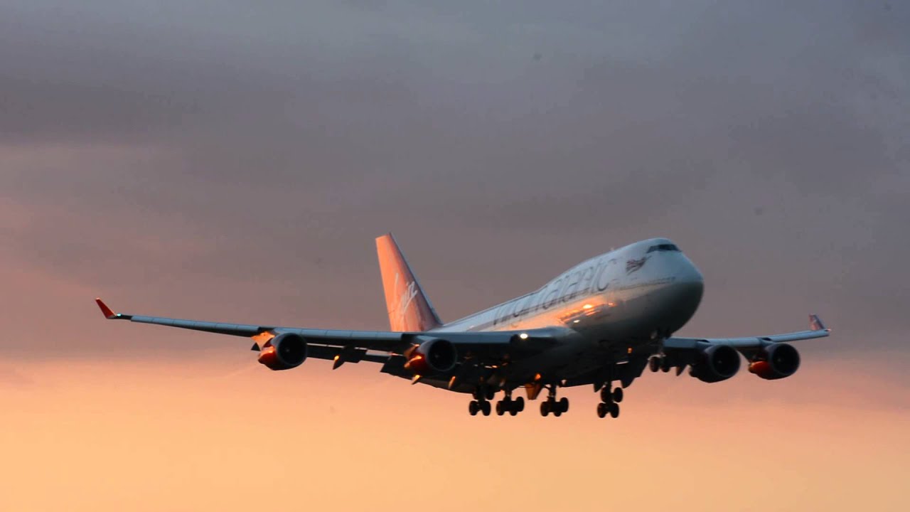 Virgin Atlantic 747 Sunset Landing at Miami International,FL