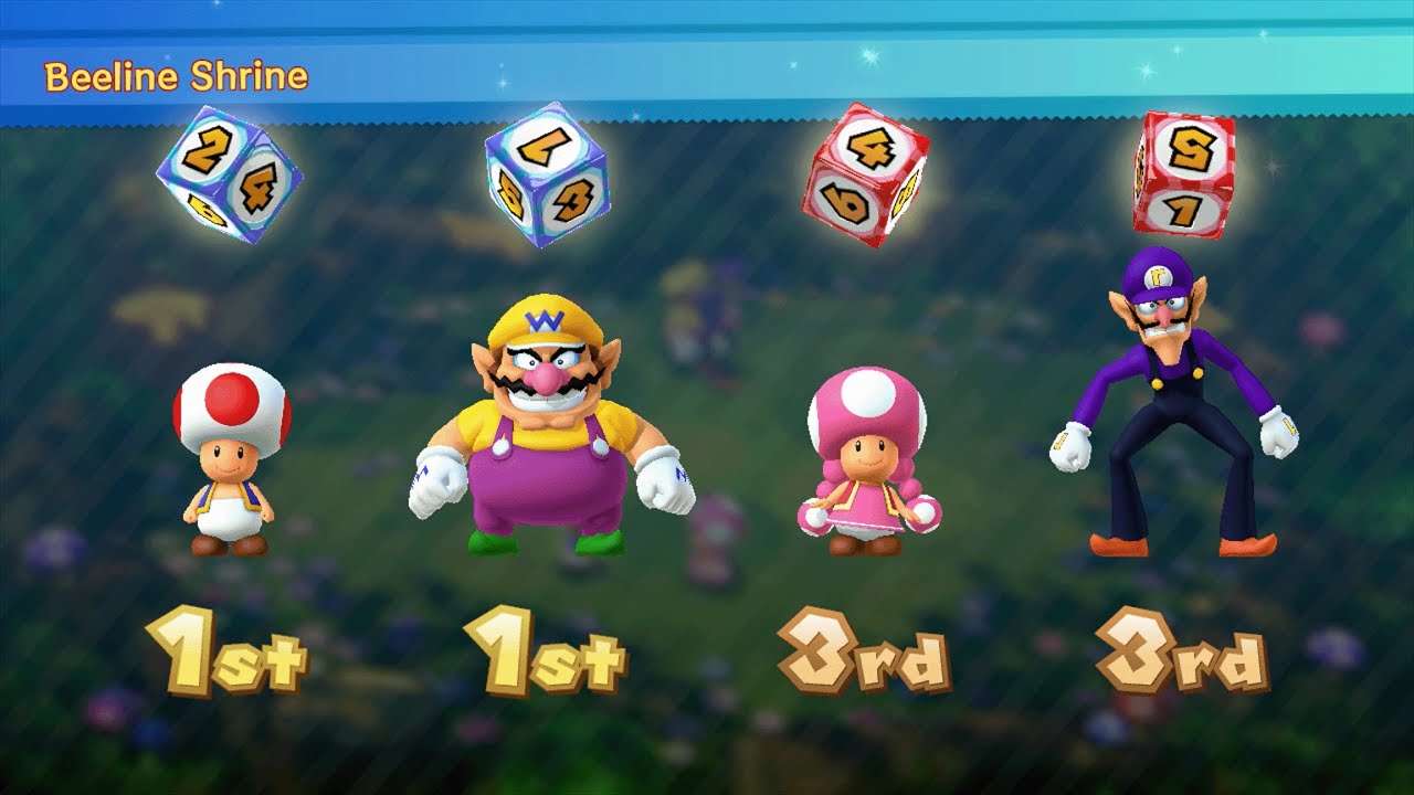 Mario Party 10 - Toad vs Toadette vs Wario vs Waluigi - Mushroom Park