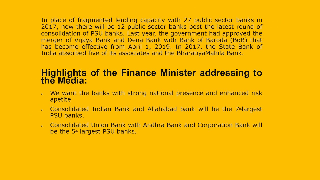 MERGER OF PSU BANKS   -- a few points