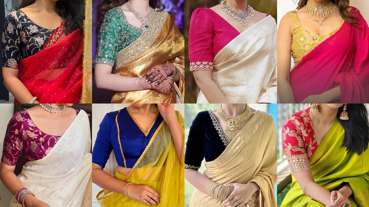 Contrast Saree Blouse Design New Model | Saree Blouse Colour Combination Ideas | Saree Blouse Design