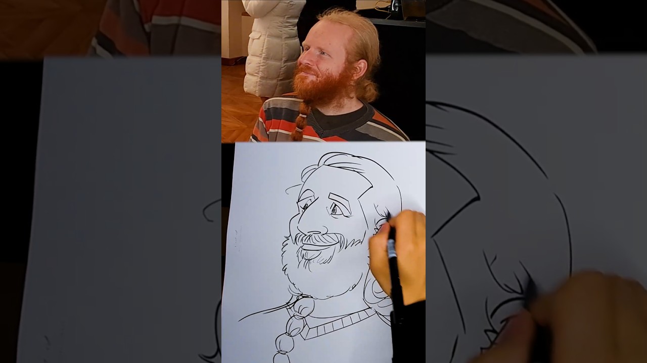 A live caricature in cartoon style  