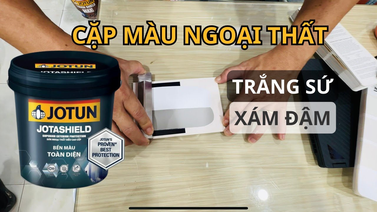 Sơn Jotun Jotashield bền màu toàn diện trắng sứ kết hợp xám đậm | Minhnguyenhouse