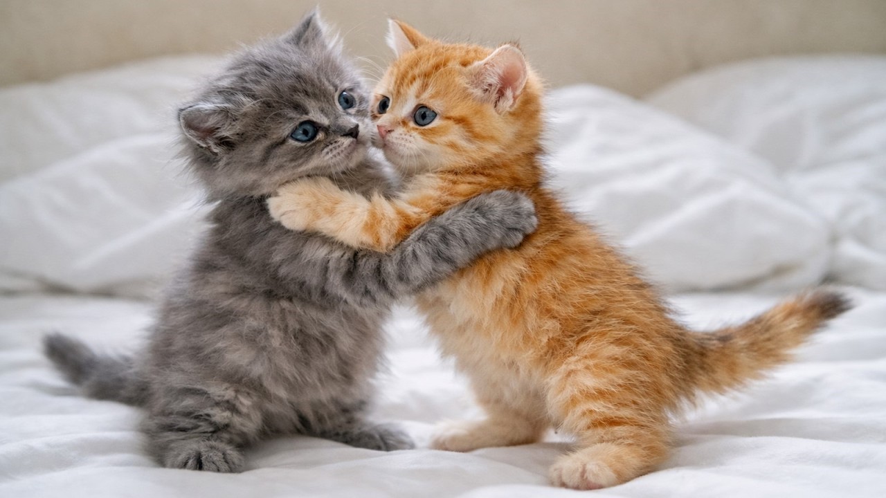 “Adorable Kittens Playing Together on a Cozy Bed” 🐾✨ Miku Shiku