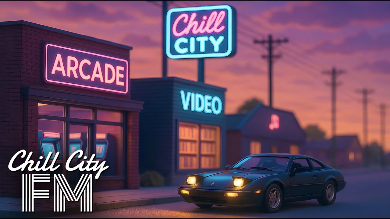 🌅 Retro Arcade Sunset Ambiance | 80s Lofi Synth Beats | Nostalgic Mood [4K]