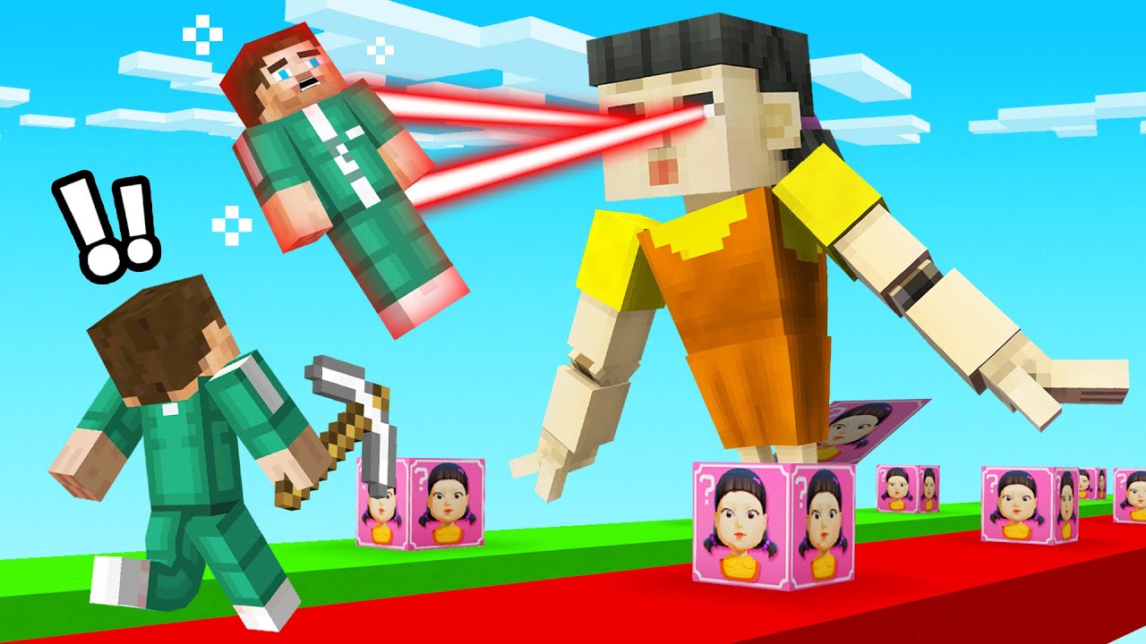 MINECRAFT 1v1 SQUID GAME LUCKY BLOCK RACE! (vs Friend)