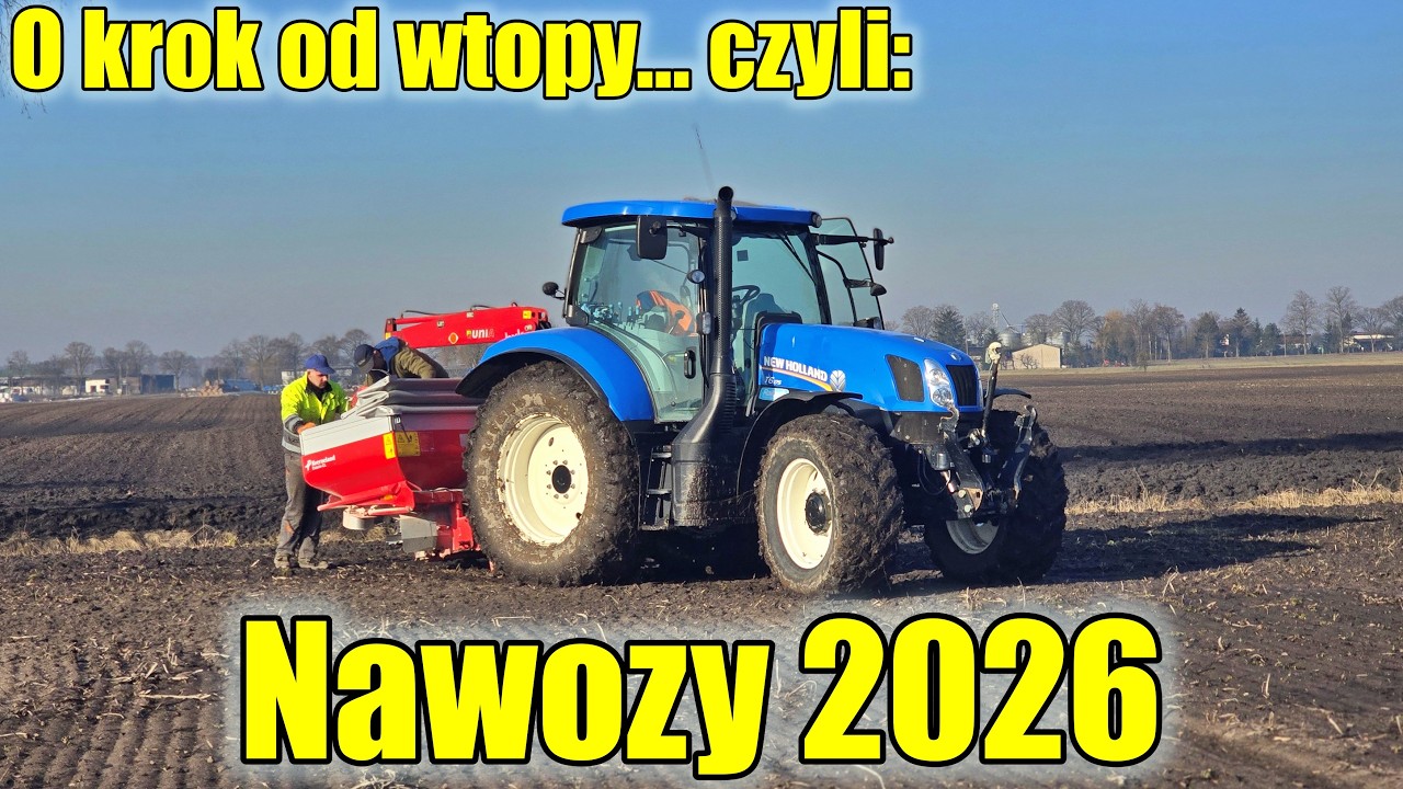 O krok od wtopy...😆 Wiosenne rozsiewanie nawoz&oacute;w 2026 | New Holland w akcji | Ustawianie dawki...