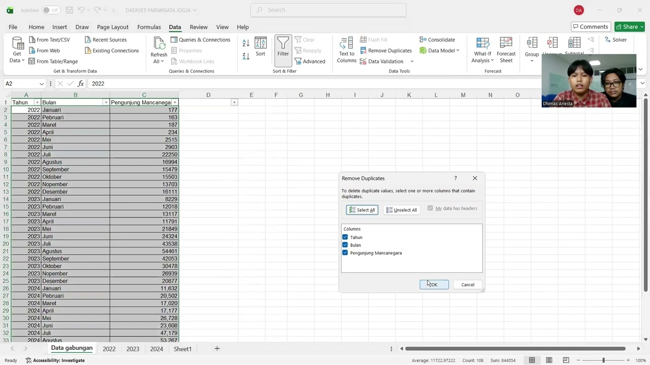 Data Preparation Jumlah Pengunjung Wisatawan di Jogja dan Bali