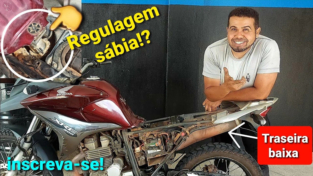 Suspensão traseira muito baixa da XRE300 veja como resolver com a regulagem