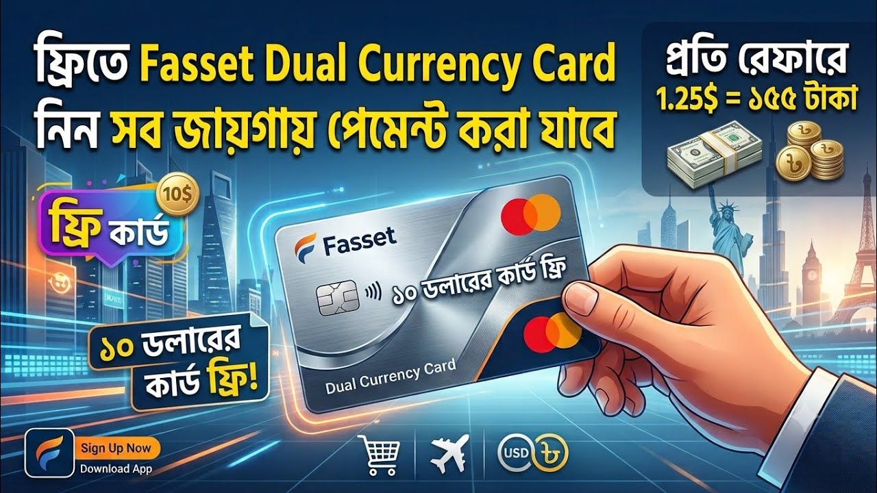 Fasset Virtual Visa Card ফ্রিতে নিন | Multi Currency Card | প্রতি Referral-এ $1.25 Earn (Full Guide)