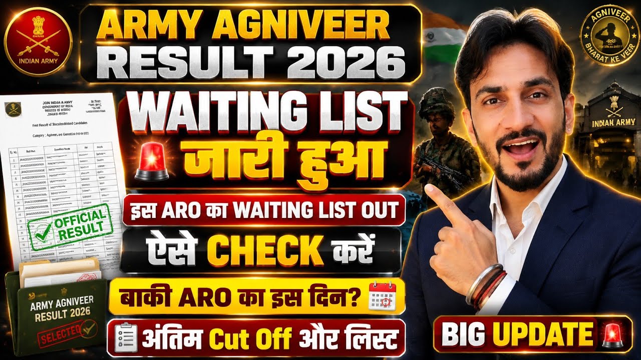 Army Agniveer Result 2026 Waiting List | ARO Wise Result | Cut Off | Merit List & Result Date