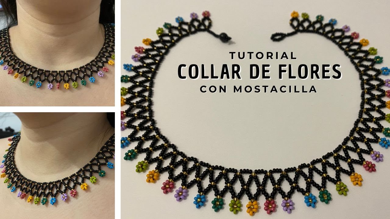 Collar de flores 💐 en mostacilla / chaquira  PASO A PASO