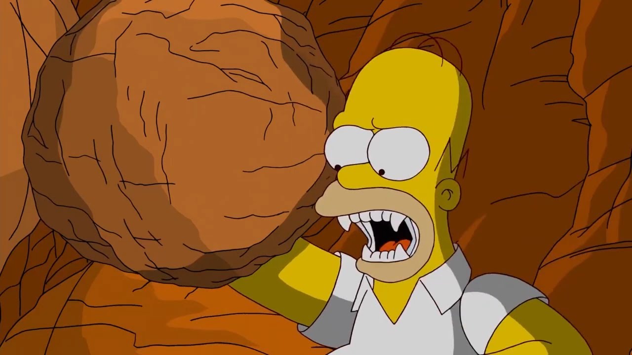Simpsons ! 심슨 협곡에 빠져 자기팔을 무는 호머