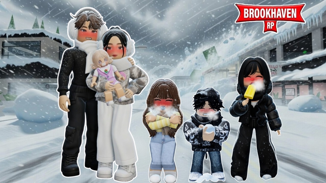SOBREVIVIMOS A LA TORMENTA DE NIEVE EN BROOKHAVEN CON MI ESPOSO E HIJOS EN ROBLOX