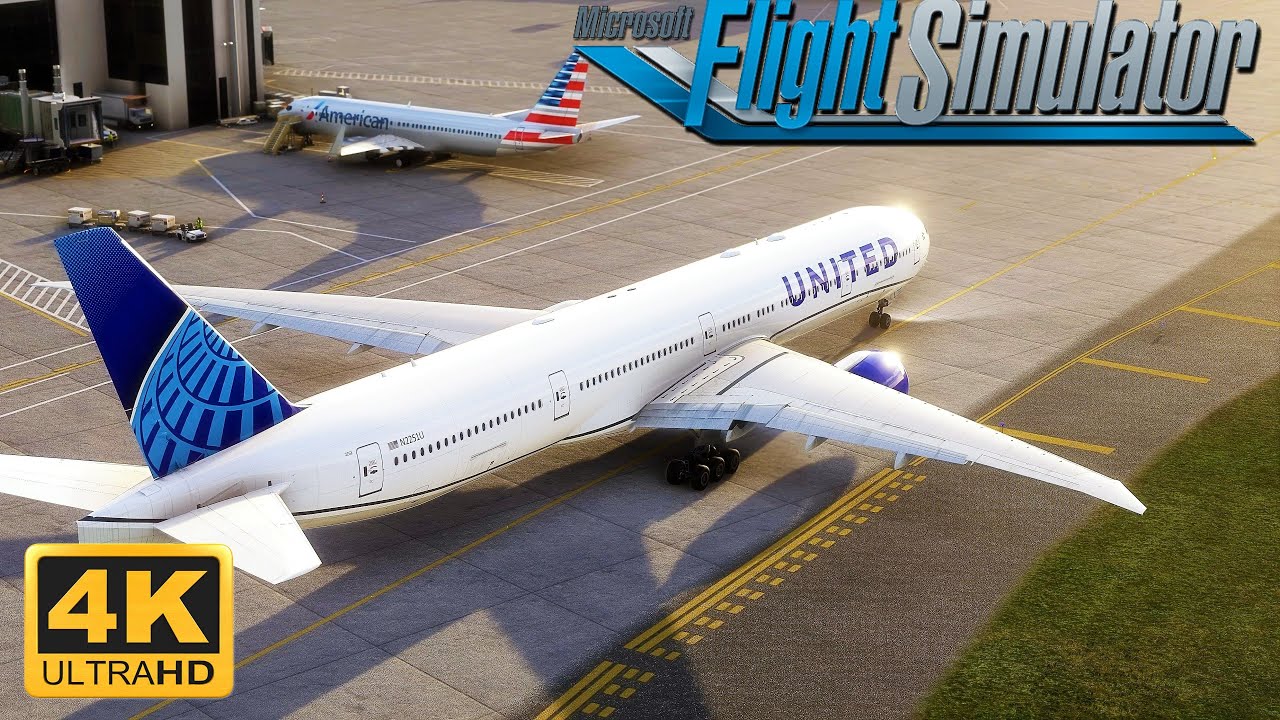 (4K) Microsoft Flight Simulator 2020 - MAXIMUM SETTINGS - Boeing 777-300 Take-off From Philadelphia