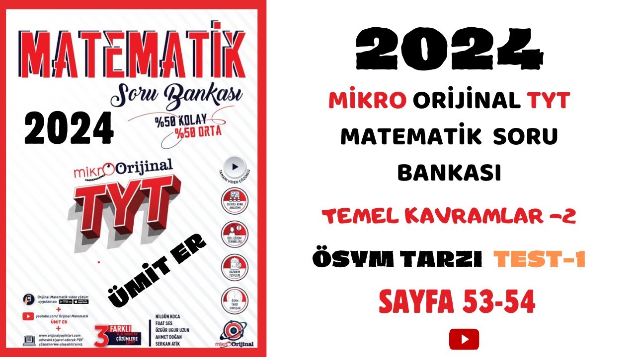 MİKRO TYT SORU BANKASI | TEMEL KAVRAMLAR | Syf 53-54 |@umiter55  #yks2024