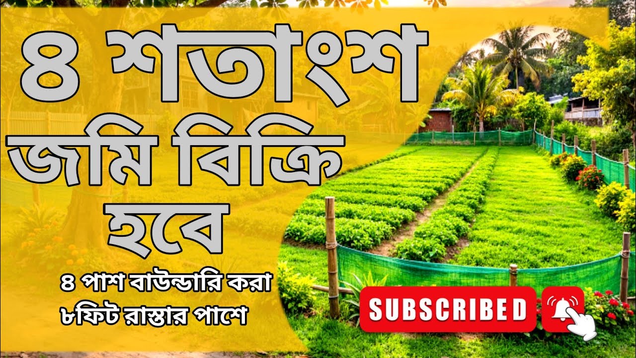 বিরুলিয়া ইউনিয়ন কমলাপুর মৌজায় কম দামে ৪ পর্চার ৪ শতাংশ জমি বিক্রি হবে।