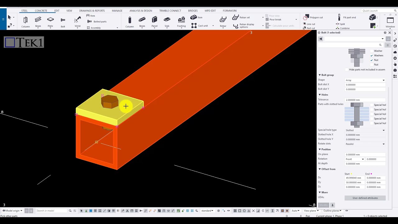 Bolt and Bolt Parts in Tekla
