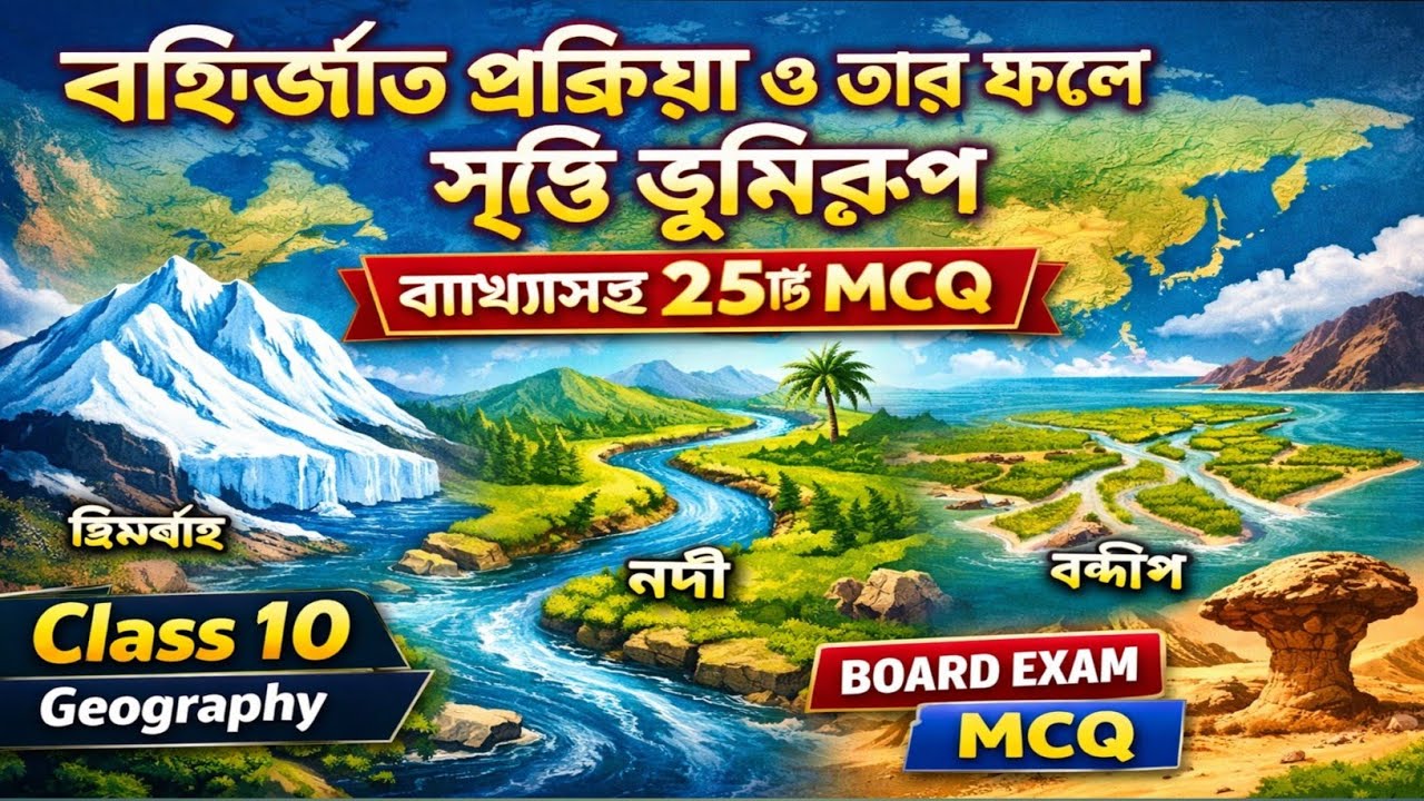 #class 10 geography  যত প্রক্রিয়া ও তার সৃষ্ট ভূমিরূপ থেকে 25 MCQ প্রশ্ন আলোচনা 