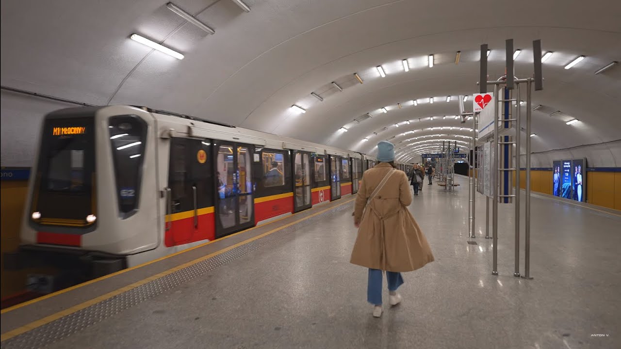 Poland, Warsaw, Metro ride from Wierzbno to Racławicka