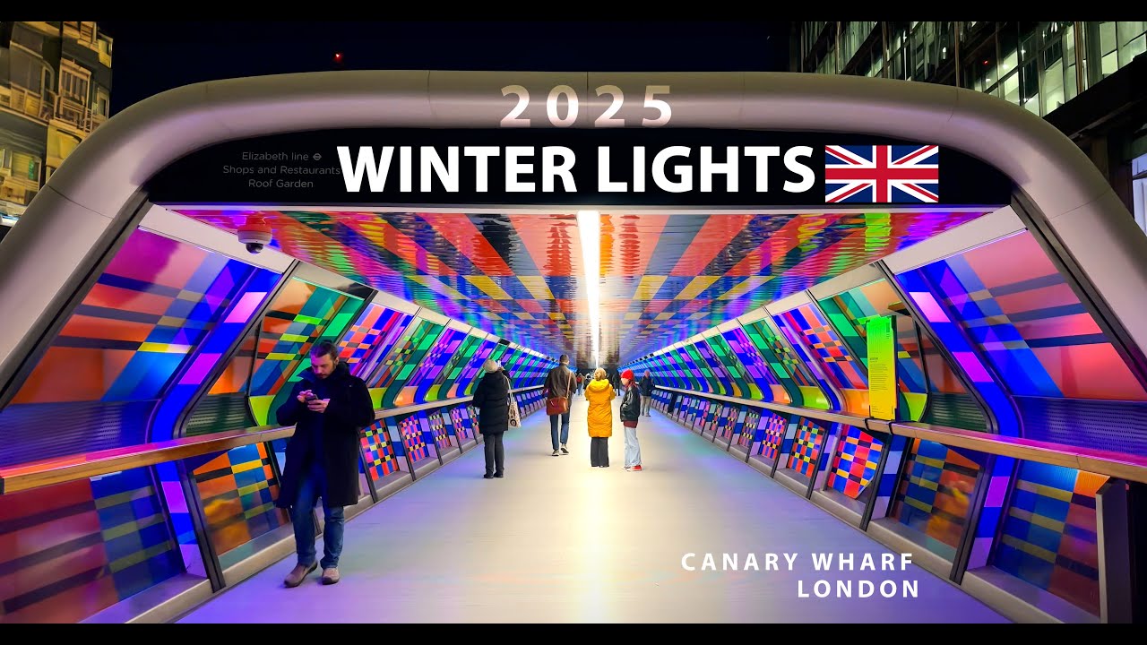 🇬🇧 Canary Wharf Winter Lights 2025 | Stunning London Light Festival in 4K