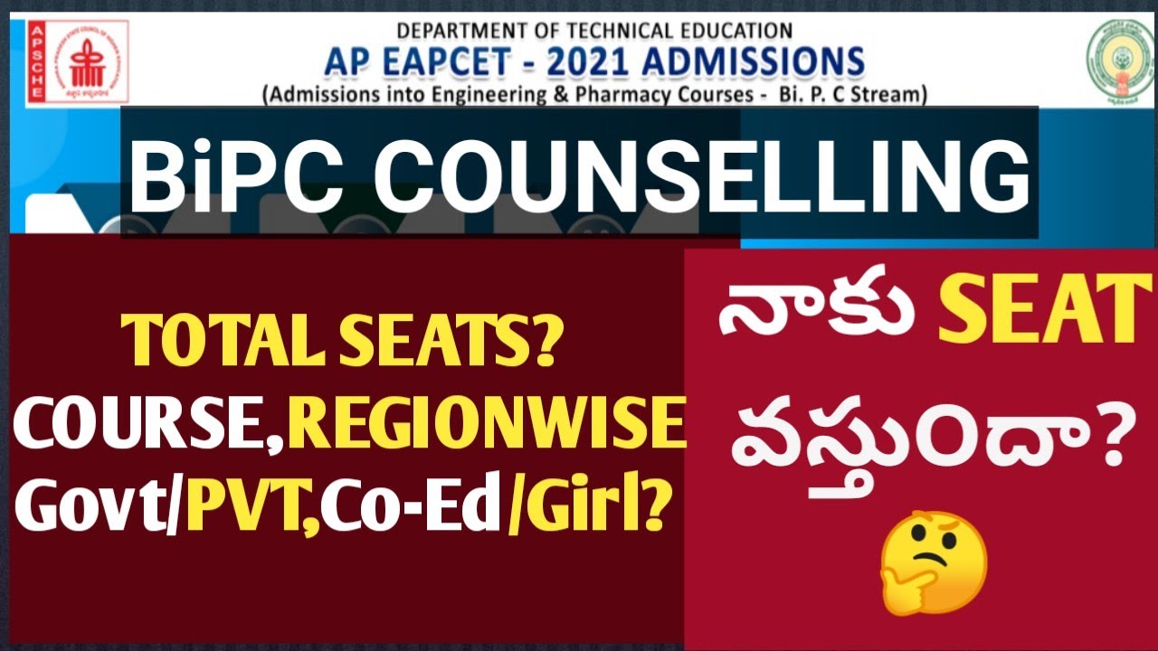 AP EAPCET bipc counselling Total seats,region wise,coursewise