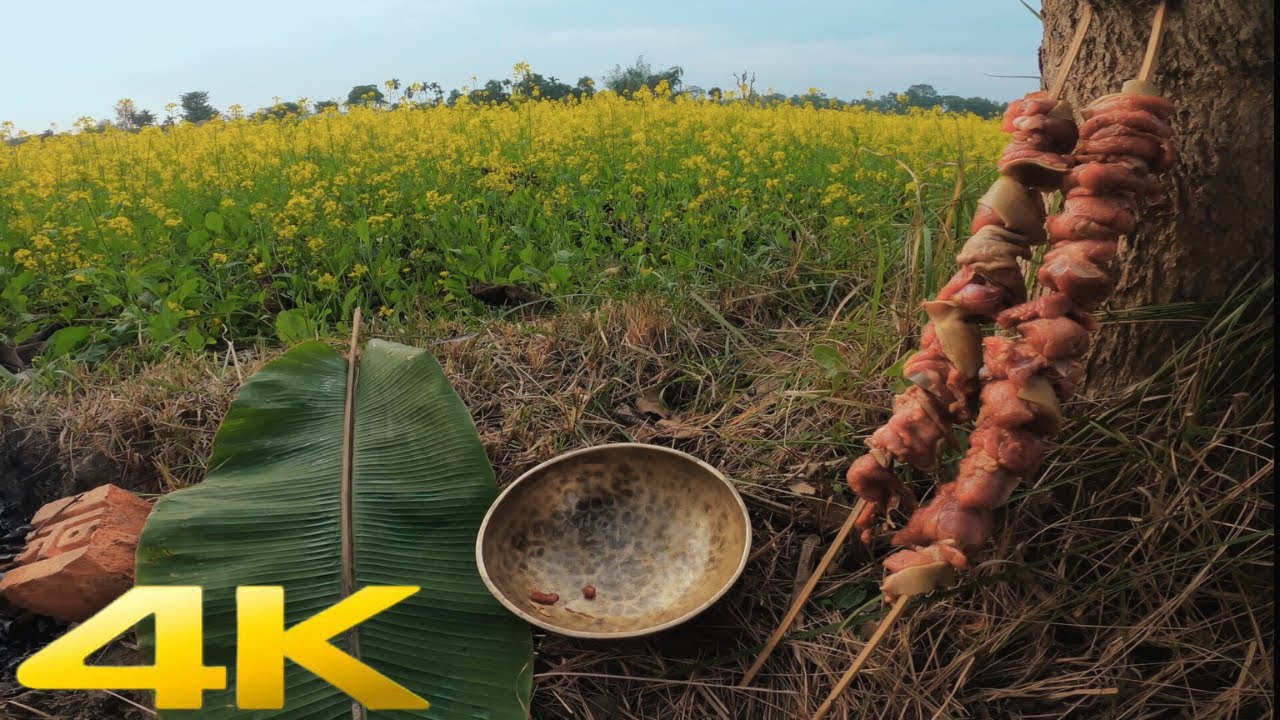 Barbeque Mutton at Mustard Field, Let's Eat | 4K