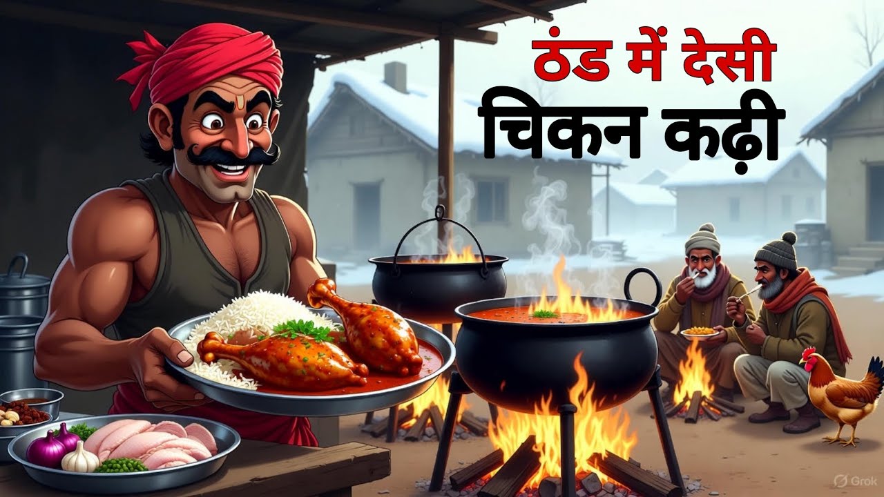 ठंड में देसी चिकन कढ़ी || moral stories || hindi kahaniya || cartoon stories in hindi 