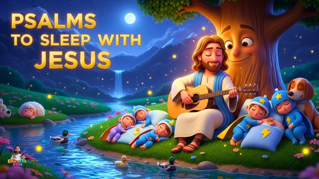 Psalms to Sleep with Jesus | 😴 Fall Asleep in 5 Minutes | Christian Lullabies for Kids & Babies 🌙
