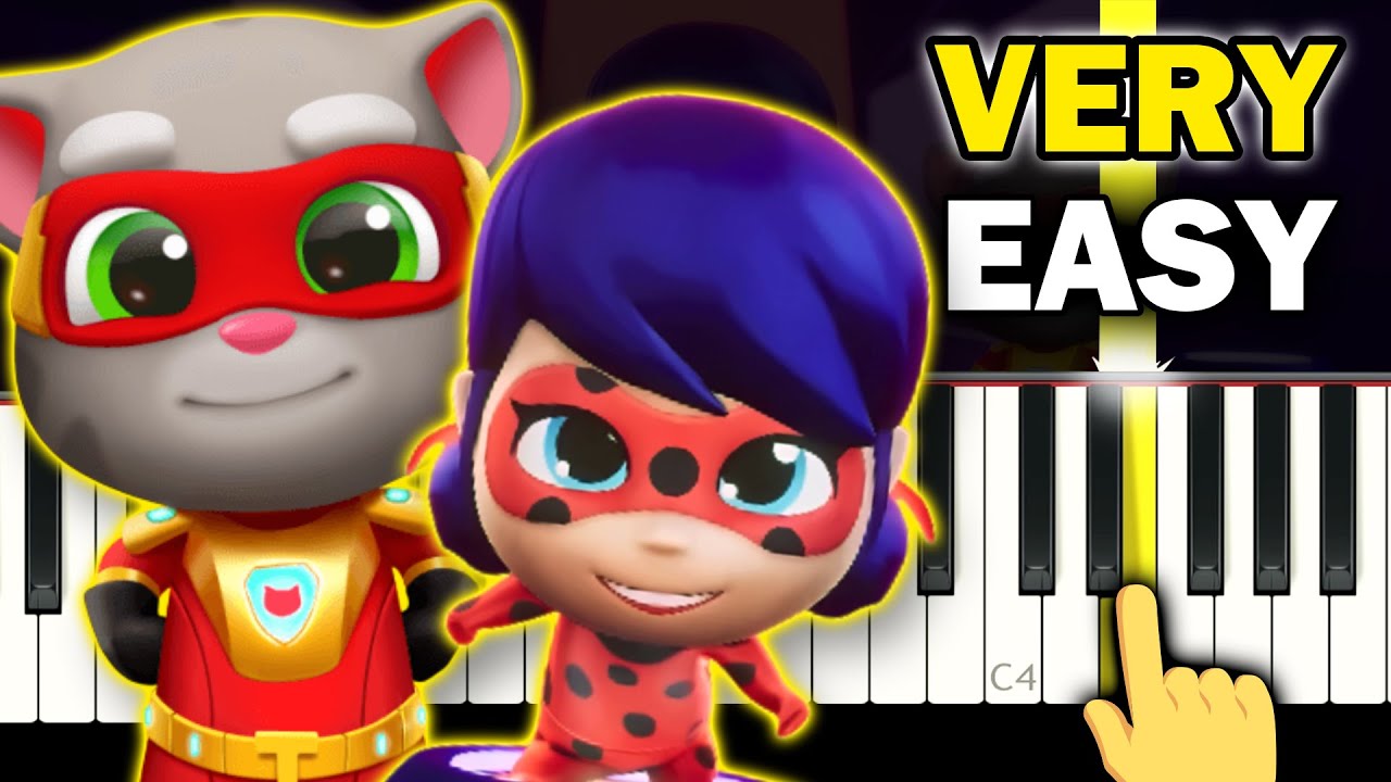 Talking Tom Hero Dash - Ladybug Theme Song - VERY EASY Piano tutorial