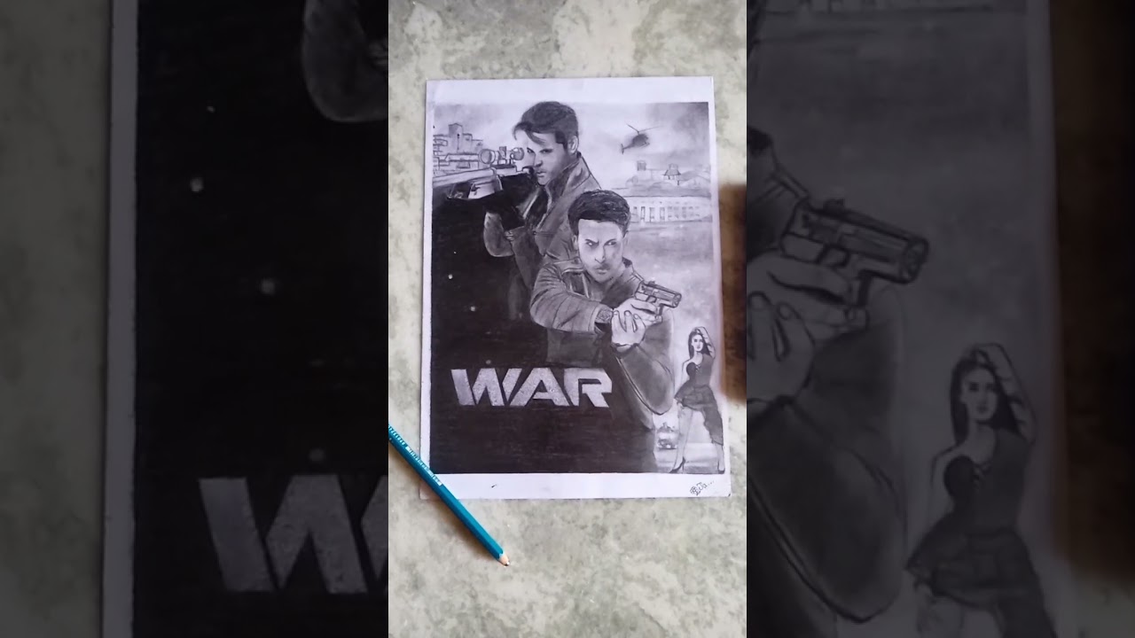 drawing of war poster     #war post    #hrithik roshan drawing   #tigershroff drawing # art smith