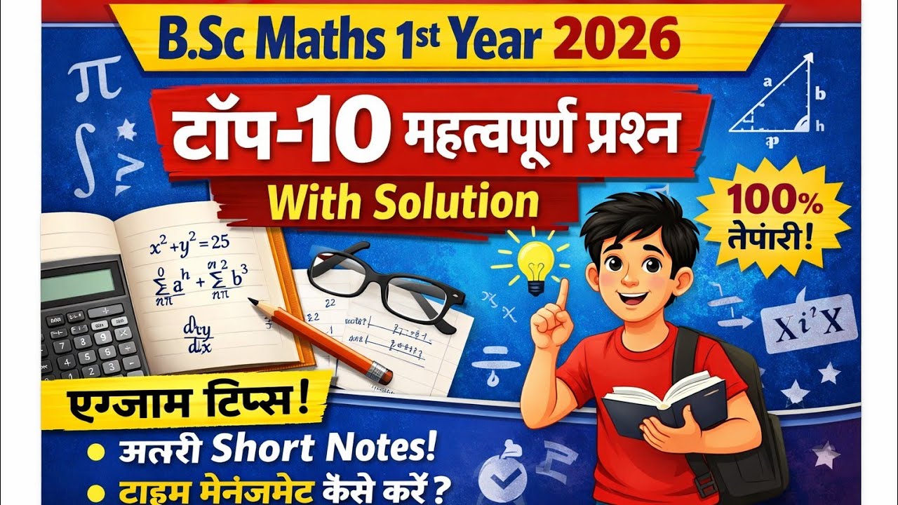 BSc Maths 1st Year 2026 | Top-10 Important Questions With Solution | Exam Tips In Hindi
