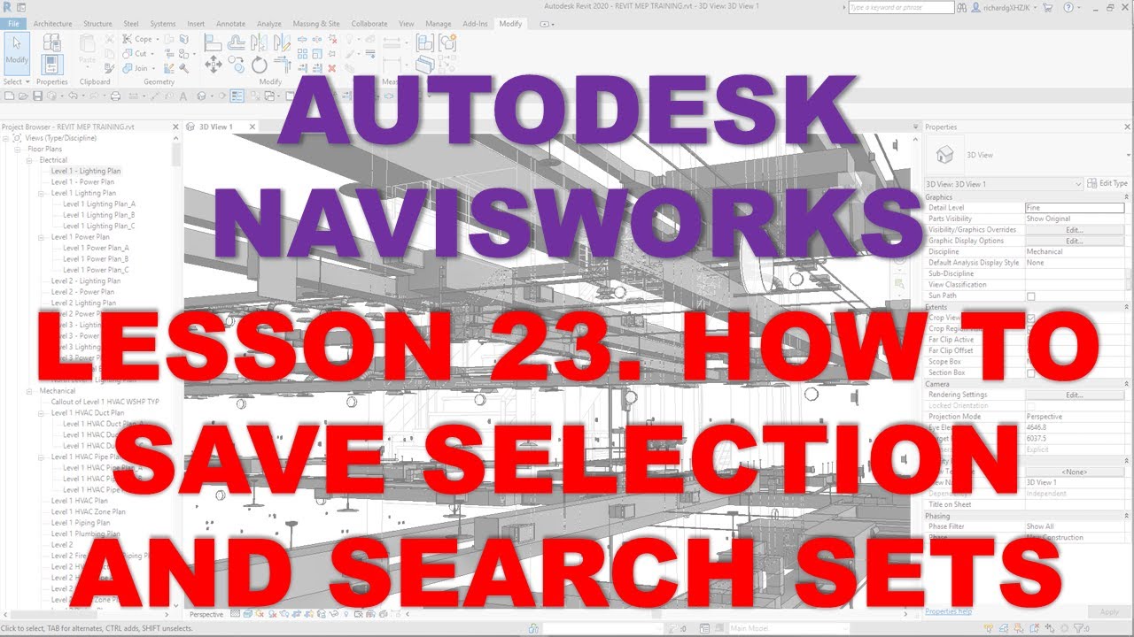 LEARNING NAVISWORKS: LESSON 23 HOW TO SAVE SELECTION AND SEARCH SETS