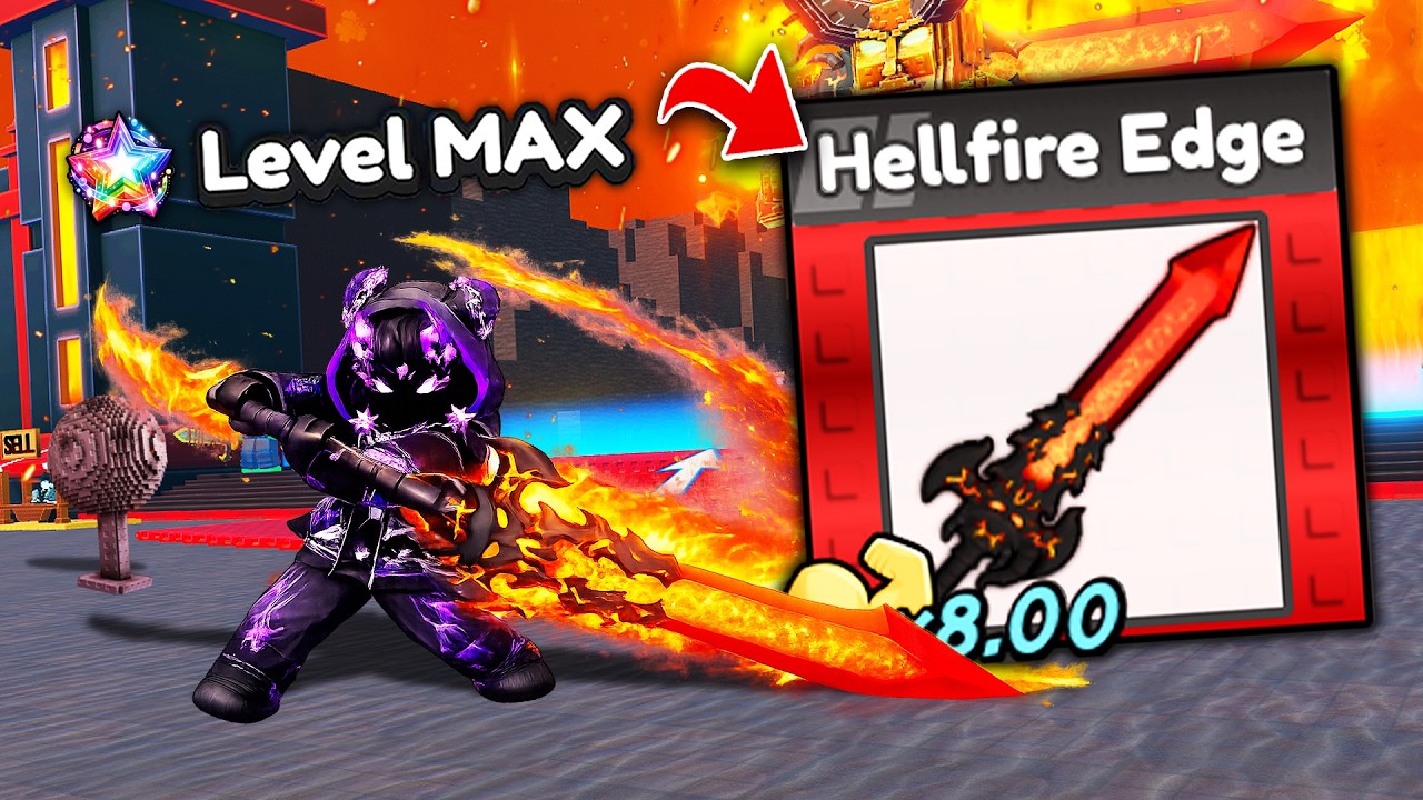 Разблокировка Hellfire Edge МАКСИМАЛЬНОГО УРОВНЯ в Lucky Block Rush! (Roblox)