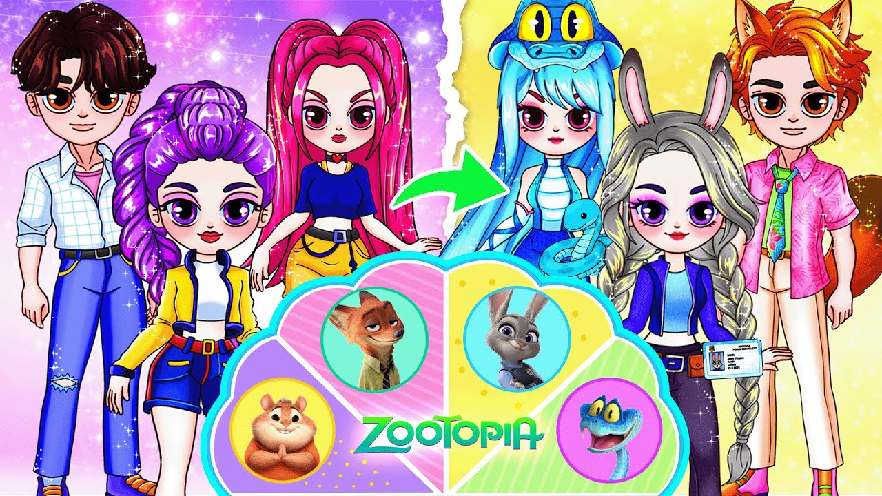 Zootopia 2 Family: What If Rumi & Jinu Turned Into Nick & Judy? | DIY Fashion Paper Dolls