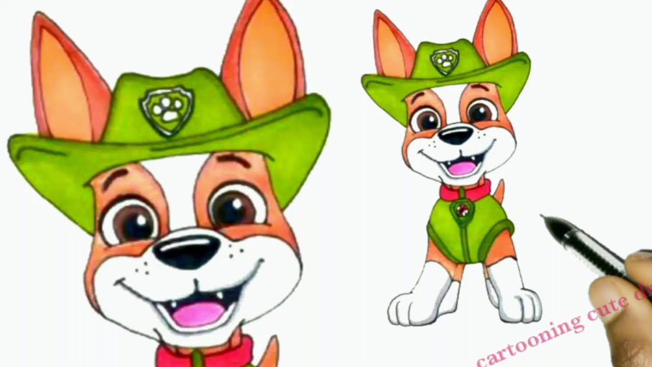 How To Draw A Mighty Pup Tracker | Tracker Drawing From Mighty Pups Easy
