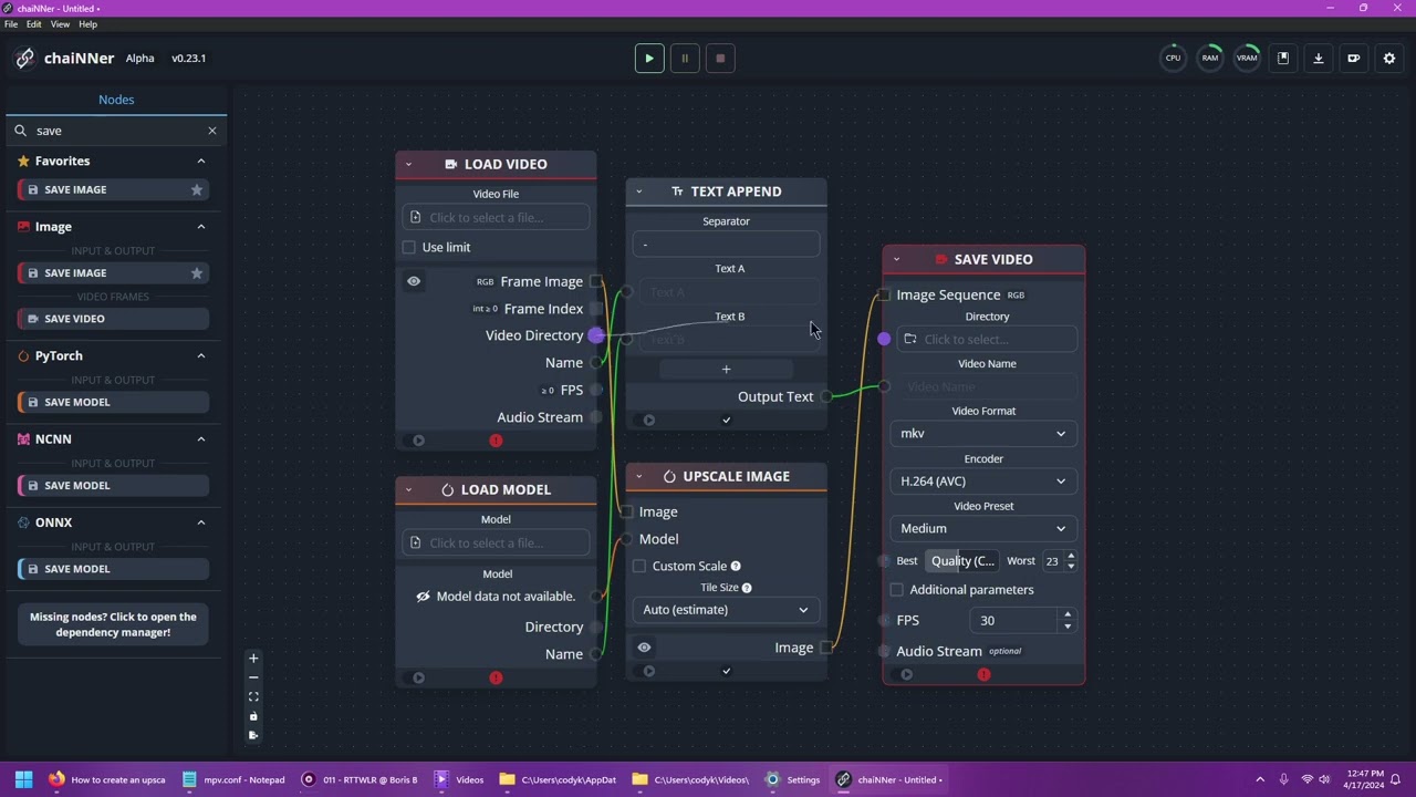 How to upscale video with ChaiNNer