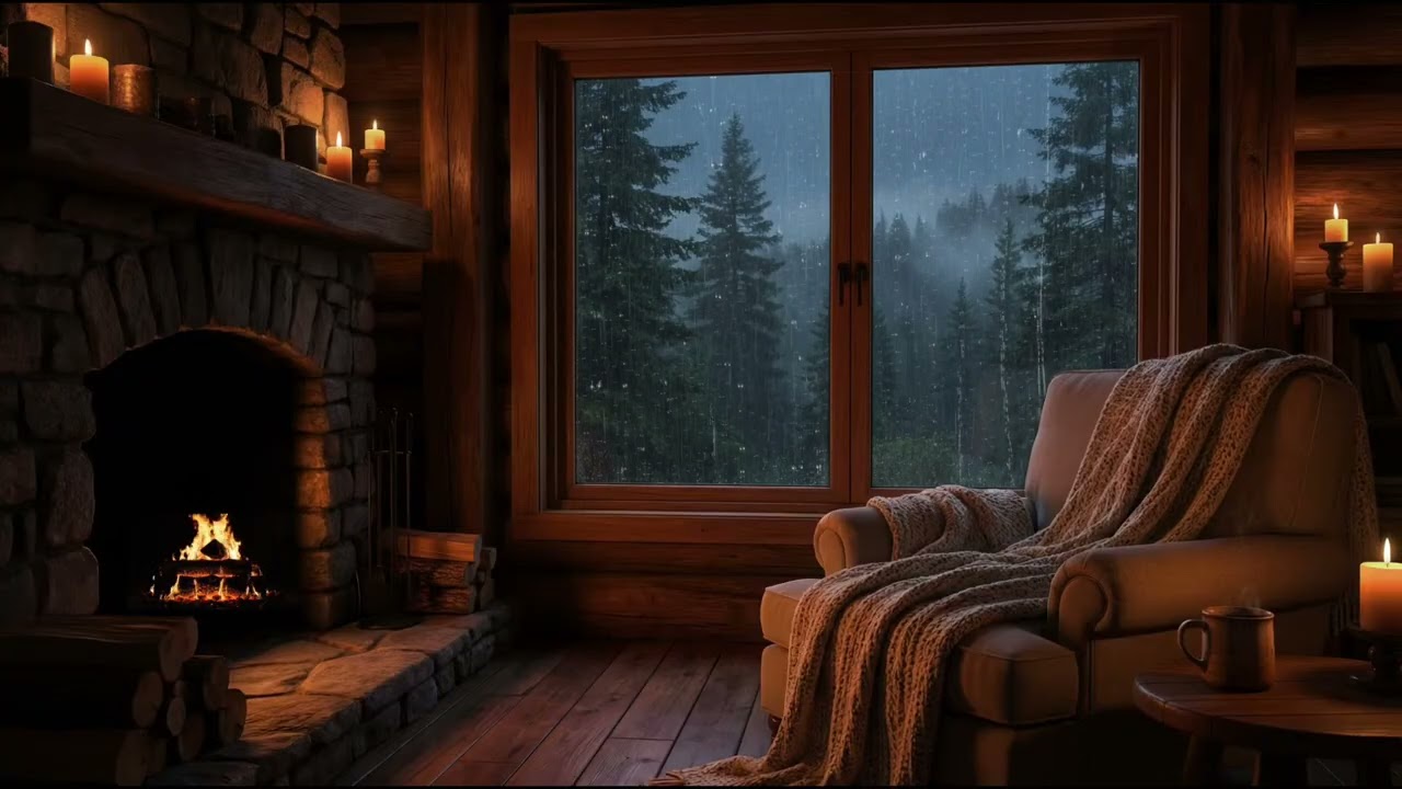 Cozy Cabin Rainstorm Sounds 🌲 Night Ambience for Sleeping, Studying & Relaxation