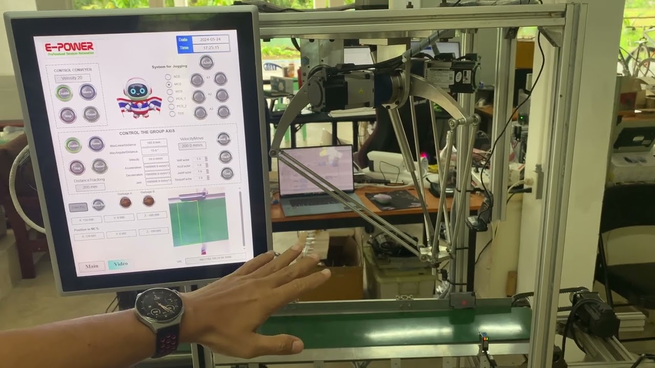 Codesys EPOWER PAC MC600 ควบคุม Delta robot, CNC 3 Axis แบบ Tracking ด้วย vision machine