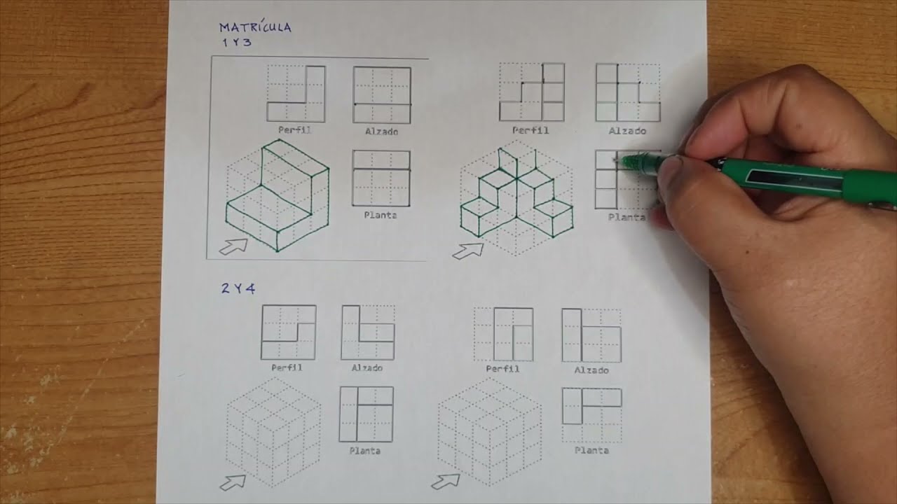 Ejemplos de proyección ortogonal a isométrico (parte 1)