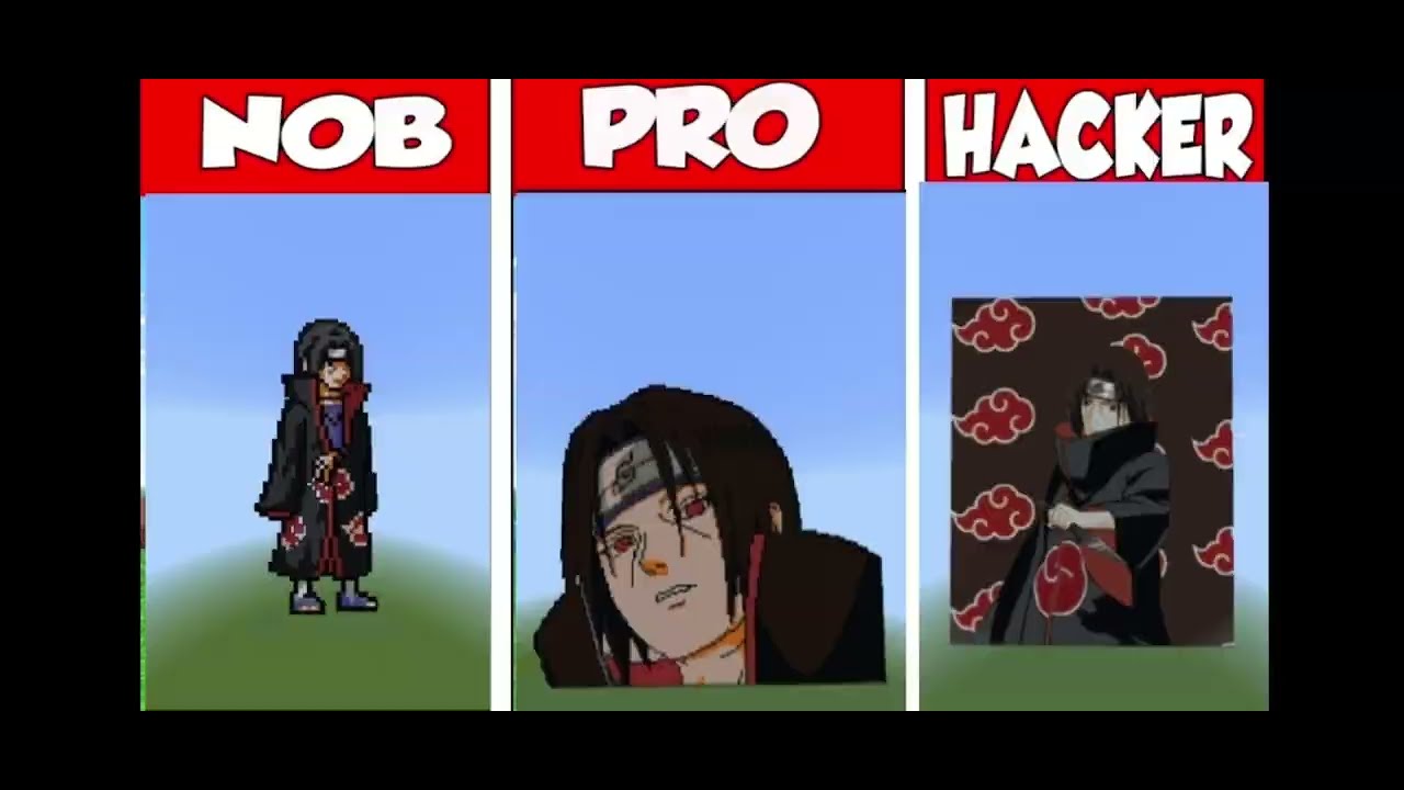 Itachi Pixel Art Challenge 🔥 | Noob vs Pro vs Hacker