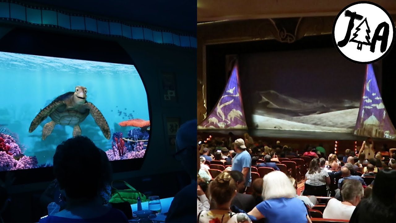 Disney Fantasy Cruise! (DAY 2) Turtle Talk With Crush at Animator's Palate, Aladdin,  Aquaduck!