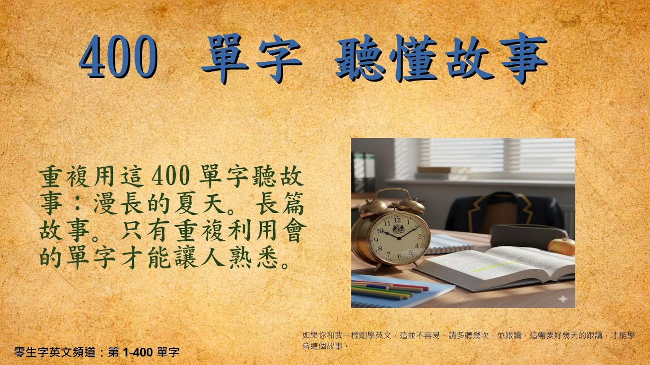 【零生字英文】400單字聽故事：漫長的夏天 (The Long Summer) | 基礎英語聽力訓練 (Level 4)