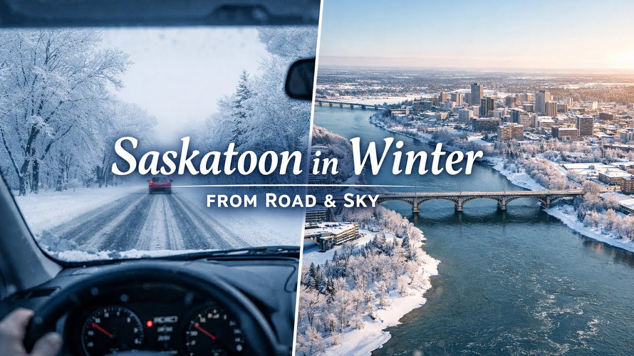 Winter in Saskatoon 🇨🇦 | Drive Tour + Aerial Views