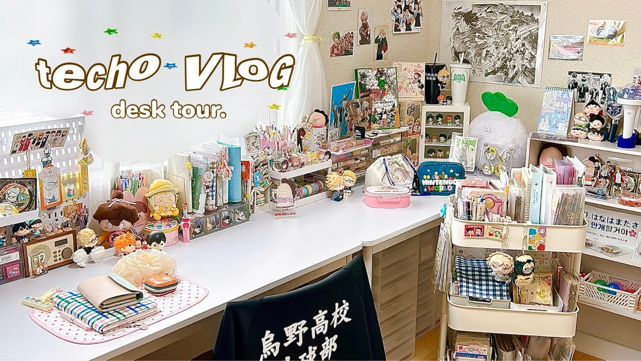 techo VLOG/🍓デスクツアー🪑多趣味な私の最近の机⌇手帳デコ,文具,おたく⌇手帳机⌇Desk tour☆彡.。
