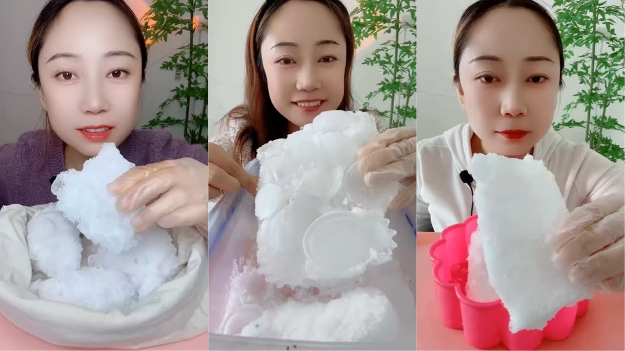 White Ice Eating ASMR | Crushed Ice | Ice Eating 