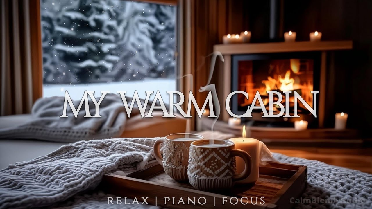 Relaxing Piano Music for Focus  My Warm Cabin with Snow & Fireplace