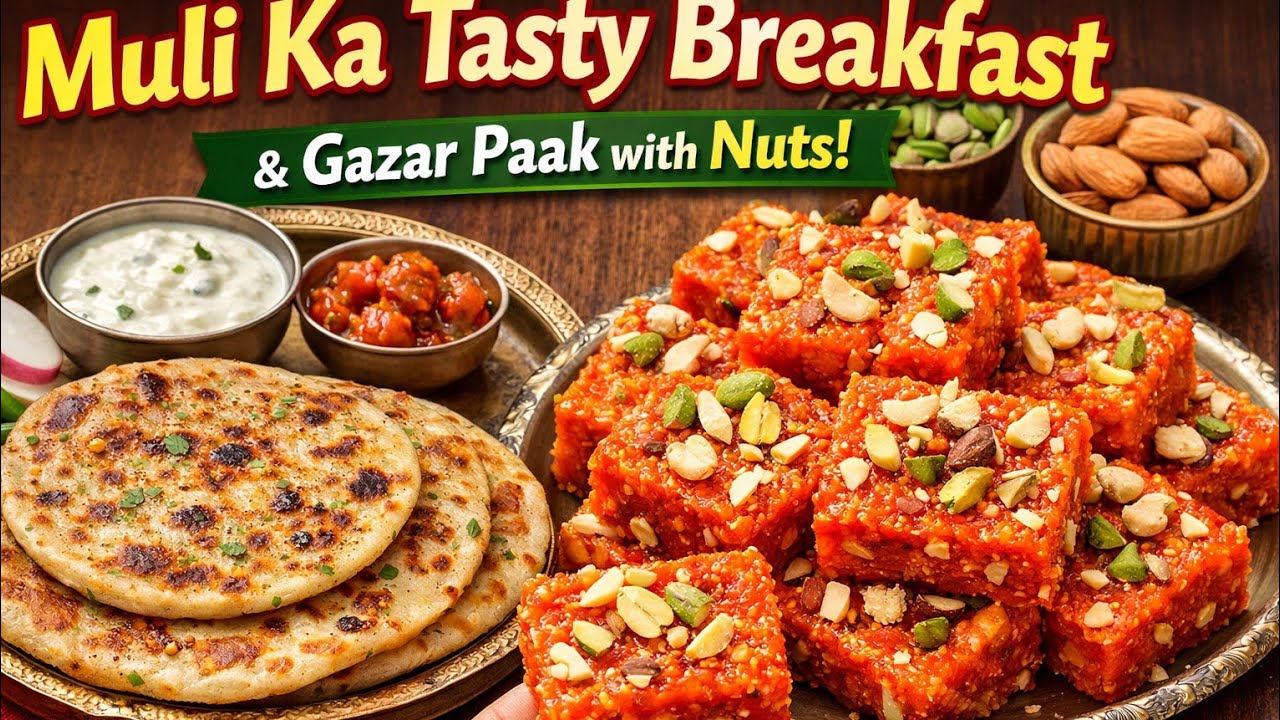 Crispy Muli Nashta aur Gajar Pak 🥕 | Healthy Breakfast + Meetha Recipe😋