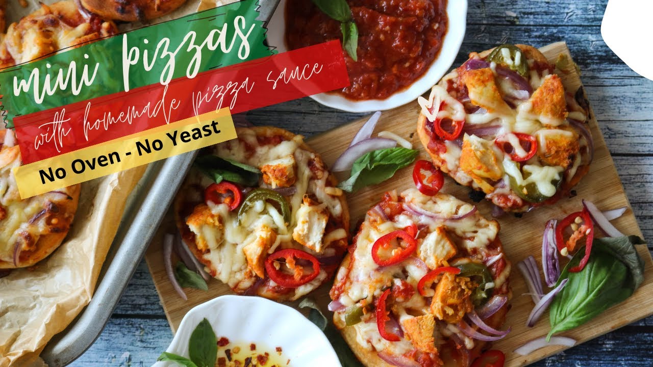 MINI PIZZA ON TAWA I NO YEAST PIZZA DOUGH I NO OVEN PIZZA RECIPE | HOMEMADE PIZZA SAUCE