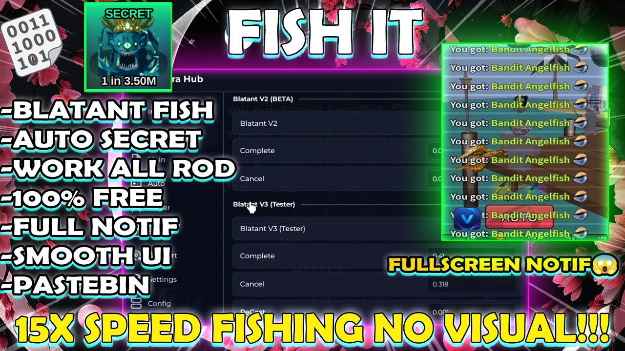 FISH IT ROBLOX SCRIPT 2026 AUTO FISHING 15X SPEED NO VISUAL!! | SMOOTH UI & PASTEBIN 100 % FREE