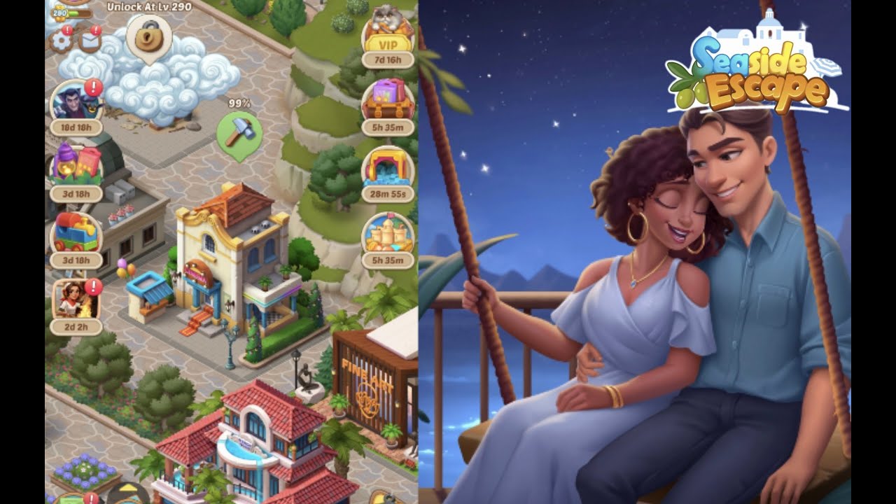 Seaside Escape |  Level  279-280   Part 344  🏝🏖   #merge
